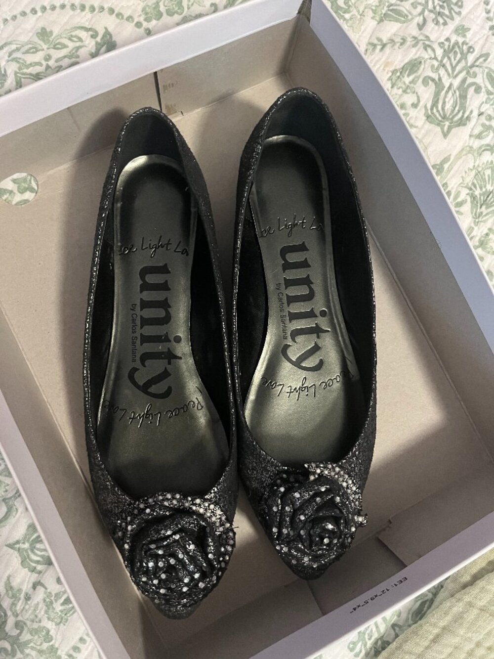 Unity Black Ballet flats with flower (10)